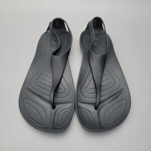 Crocs Womens Serena Sexy Flip Flop Sandal Size 9 Slingback Thong Black Shoe